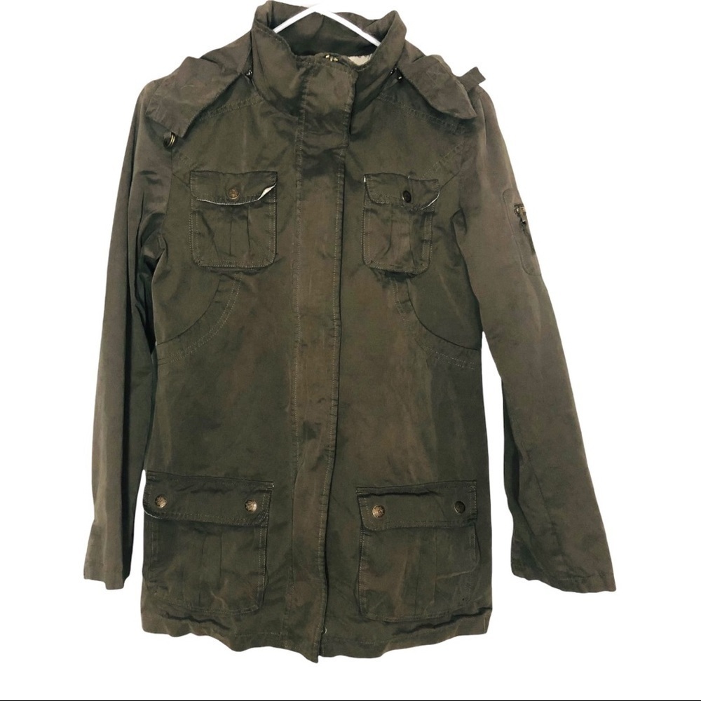 RuffWewn Military Green Jacket Hooded Small